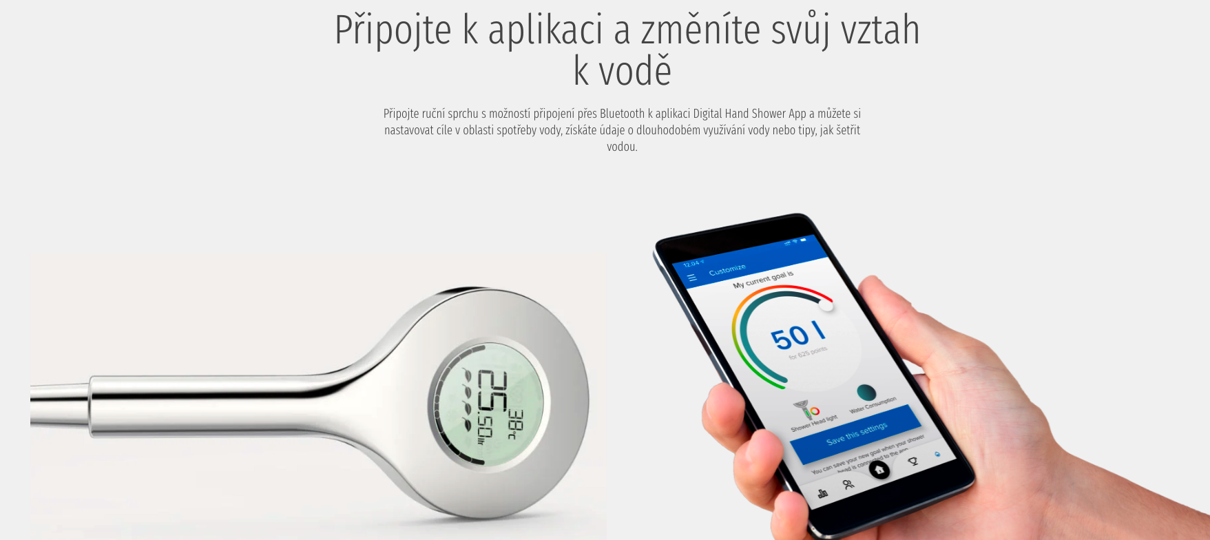 Hansa ACTIVEJET Digital ruční sprcha Self-powered:Bluetooth® Chrome:Světle šedá 84310180-2